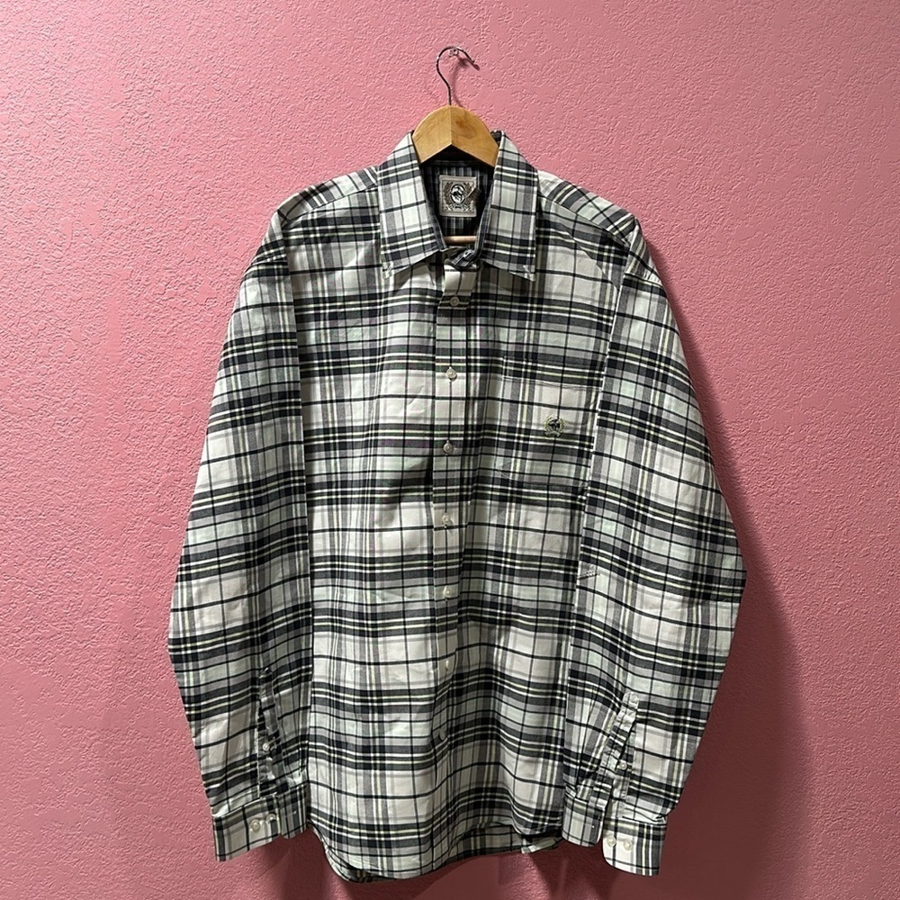 CINCH Men’s light White Plaid Casual Button Down Shirt Size L